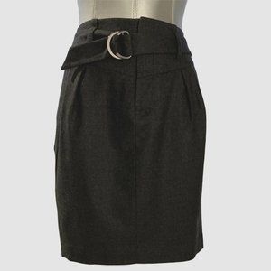 Banana Republic 2 Pencil Skirt Charcoal Gray Belt Soft Velvet Wool Blend Pretty
